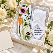 Load image into Gallery viewer, Personalised Embroidered Wildflower Wedding Tie