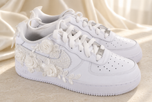 Load image into Gallery viewer, Personalised Nike Air Force 1 Bridal Trainers | Floral Lace & Pearls