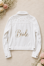 Load image into Gallery viewer, Personalised Pearl Bridal Denim Jacket | White, Blue or Black