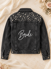 Load image into Gallery viewer, Personalised Pearl Bridal Denim Jacket | White, Blue or Black