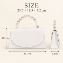 Load image into Gallery viewer, Personalised Ivory Bridal Clutch Bag – Pearl Handle Wedding Purse with Removable Chain