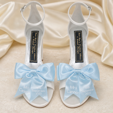 Load image into Gallery viewer, Rainbow Satin Bow Shoe Clips – Personalised Bridal Shoe Accessories