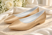 Load image into Gallery viewer, Pointed-Toe Satin Bridal Flats