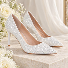 Load image into Gallery viewer, Princess Glitter Bridal Shoes | Pointed-Toe Stiletto Heels | 5 Colours