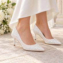 Load image into Gallery viewer, Princess Glitter Bridal Shoes | Pointed-Toe Stiletto Heels | 5 Colours