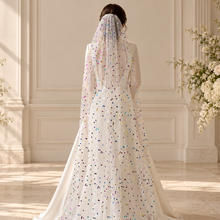 Load image into Gallery viewer, Rainbow Polka Dot Bridal Veil – 150cm – Sale