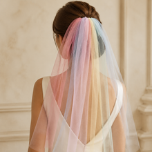 Load image into Gallery viewer, Rainbow Wedding Veil | Unicorn Bright Bridal Veil with Comb