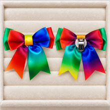 Load image into Gallery viewer, Rainbow Satin Bow Shoe Clips – Personalised Bridal Shoe Accessories