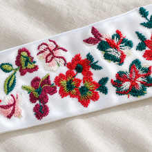 Load image into Gallery viewer, Wildflower Wedding Tie – White Satin Necktie with Colourful Floral Embroidery