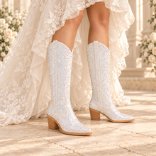 Load image into Gallery viewer, Rhinestone Cowgirl Wedding Boots | 6.5 cm Heel