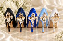 Load image into Gallery viewer, Satin Round Toe Cherry Blossom Wedding Heels | Choice of Colours