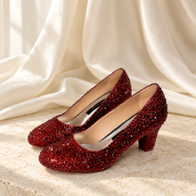 Load image into Gallery viewer, Ruby Slippers | Red Crystal Bridal Block Heels, Oz Inspired