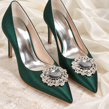 Load image into Gallery viewer, Satin Pointed-Toe Heels with Crystal Detail | Six Colours