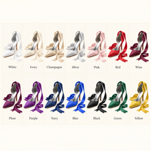 Load image into Gallery viewer, Satin Pointed Toe Bridal Heels | Pearl or Ribbon Ankle Tie | 8cm