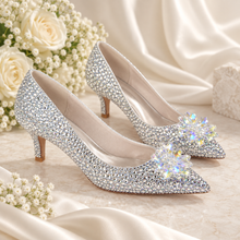 Load image into Gallery viewer, Cinderella Crystal Wedding Shoes – Low Heel Bridal Courts