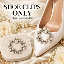 Load image into Gallery viewer, Silver Pearl and Crystal Bridal Shoe Clips – Removable Wedding Accessories