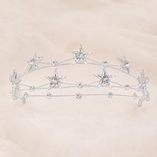 Load image into Gallery viewer, Celestial Stars Bridal Tiara | Silver or Gold Crystal Rhinestone Wedding Headband