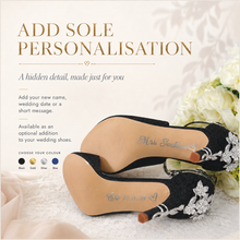 Load image into Gallery viewer, Personalised Wedding Shoe Sole Decal | Custom Name & Date Vinyl Sticker