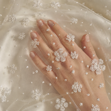 Load image into Gallery viewer, Sparkling Floral Wedding Veil – Embroidered Off-White Tulle Veil with Silver Glitter Flowers