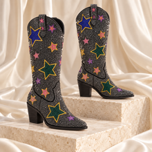 Load image into Gallery viewer, Star Girl Rhinestone Cowgirl Wedding Boots