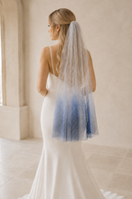Load image into Gallery viewer, Ombré Celestial Wedding Veil | Silver Moon & Stars | Handmade Bridal Veil UK