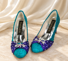 Load image into Gallery viewer, Ariel Inspired Bridal Heels | Teal & Purple Mermaid Wedding Shoes