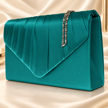 Load image into Gallery viewer, Teal Satin Clutch Bag & Fascinator Set | Wedding Guest & Mother of the Bride Accessories