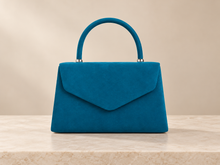 Load image into Gallery viewer, Teal Vegan Suede Top Handle Occasion Bag – Sale