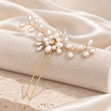 Load image into Gallery viewer, Pearl & Crystal Bridal Hair Pin | Silver, Gold or Rose Gold