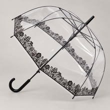 Load image into Gallery viewer, Clear Dome Umbrella with Black Lace Print – Wedding & Occasion Umbrella