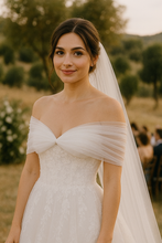 Load image into Gallery viewer, Handmade Tulle Bolero – Wedding Veil Alternative | Custom Colour Bridal Shrug with Lace-Up Back, Adjustable Size