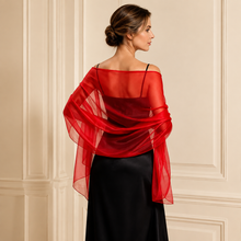 Load image into Gallery viewer, Sheer Chiffon Wedding Shawl – Lightweight Bridal & Occasion Wrap