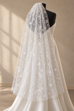Load image into Gallery viewer, White Celestial Embroidered Wedding Veil | 130 cm