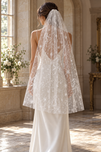 Load image into Gallery viewer, White Celestial Embroidered Wedding Veil | 130 cm