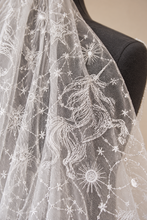 Load image into Gallery viewer, White Celestial Embroidered Wedding Veil | 130 cm