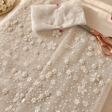 Load image into Gallery viewer, Sparkling Floral Embroidered Bridal Bow Veil | White Tulle Hair Bow