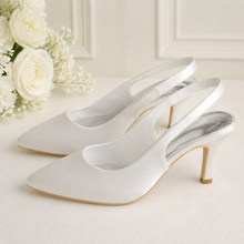 Load image into Gallery viewer, Mid Heel Satin Sling Back Heels | Custom Colour Wedding Shoes