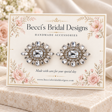 Load image into Gallery viewer, Matching Crystal Shoe Clips & Satin Bridal Clutch Bag Set