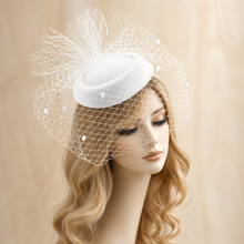 Load image into Gallery viewer, Vintage Pillbox Hat with Veil