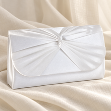 Load image into Gallery viewer, White Teardrop Fascinator & Satin Clutch Bag Set – Handmade Bridal Hatinator