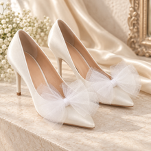 Load image into Gallery viewer, Organza Bridal Shoe Bow Clips – Detachable Tulle Bows in 63 Colours