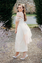 Load image into Gallery viewer, Satin Bridal Heels: Ivory Glitter with Cherry Blossom Accent UK5 / US7.5