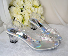 Load image into Gallery viewer, Cinderella Wedding Shoes: Crystal Glass Slippers, Transparent Block Heels