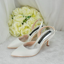 Load image into Gallery viewer, Ivory Satin Slingback Bridal Shoes: Classic 7cm Heel Wedding Shoes • Size UK6/US8.5