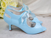 Load image into Gallery viewer, Something Blue Vintage Bridal Booties, Low Heel Wedding Boots UK8/US10.5