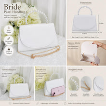 Load image into Gallery viewer, Personalised Bridal Clutch Bag, Ivory Purse with Pearl Handle