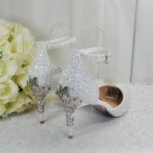 Load image into Gallery viewer, White Glitter Fairytale Bridal Shoes - UK4 - Ready to Dispatch