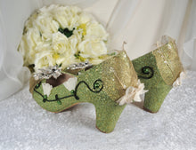 Load image into Gallery viewer, Princess Tiana Inspired Green Block Heel Shoes: Costume Shoe