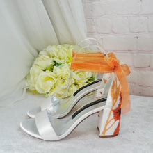 Load image into Gallery viewer, Bridal Block Heel Sandals – Autumn Embroidered Wedding Shoes