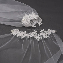 Load image into Gallery viewer, Bicep Wedding Cape with Lace, Detachable Dress Sleeves, Bridal Wings, Veil, Bride Cape